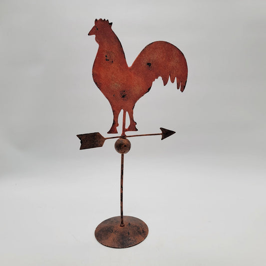 Country Farmhouse Metal Red Rooster Tabletop Weather Vane
