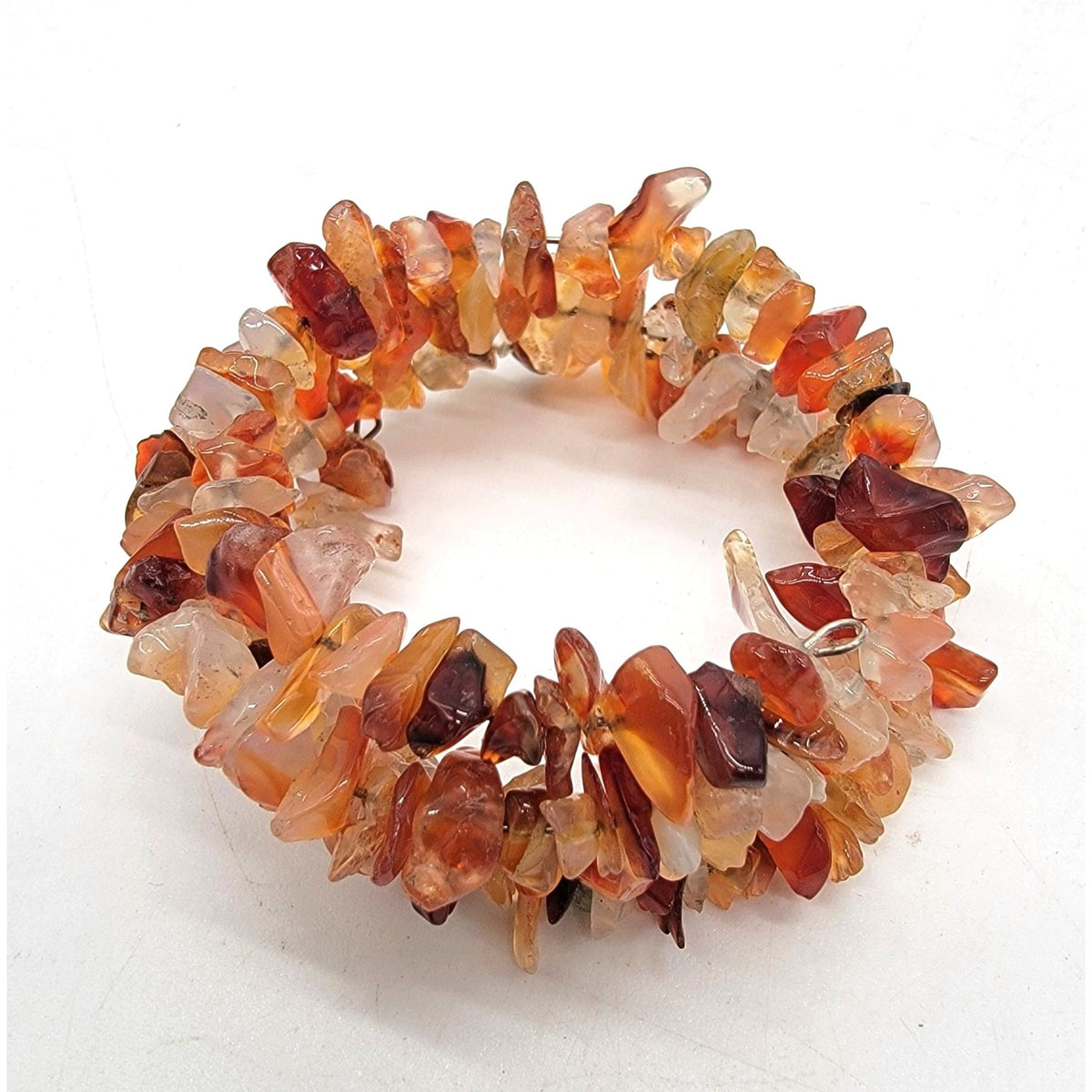 Boho Carnelian Gemstone Chip Coil Bracelet