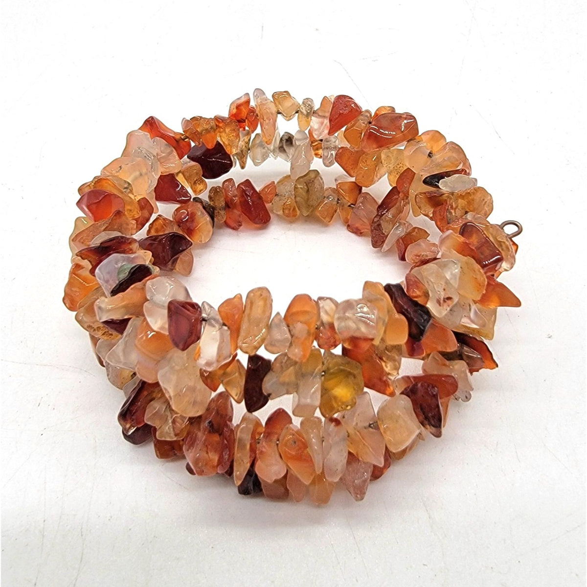 Boho Carnelian Gemstone Chip Coil Bracelet