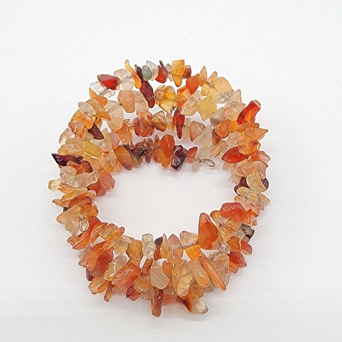 Boho Carnelian Gemstone Chip Coil Bracelet