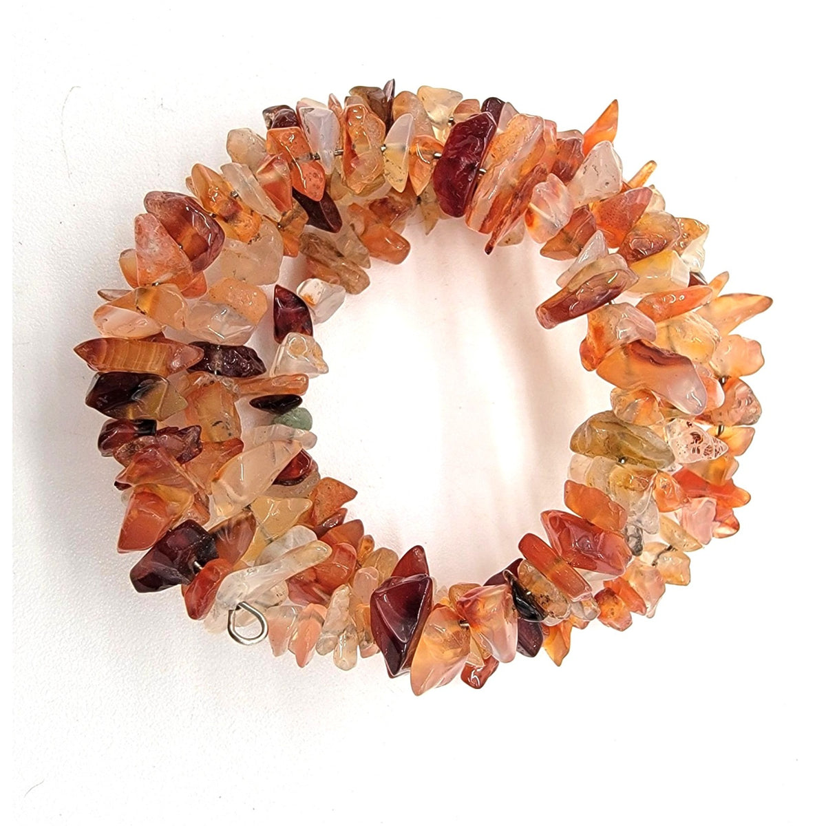 Boho Carnelian Gemstone Chip Coil Bracelet