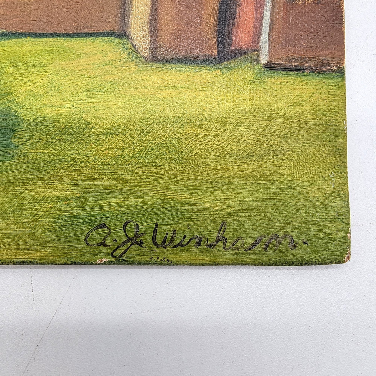 Vintage Adobe Spanish Mission Church Original Painting On Board A.J. Winham