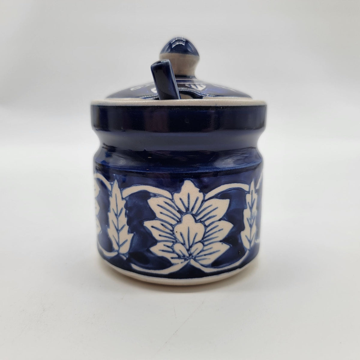 Vintage Blue & White Floral Condiment Jar Set
