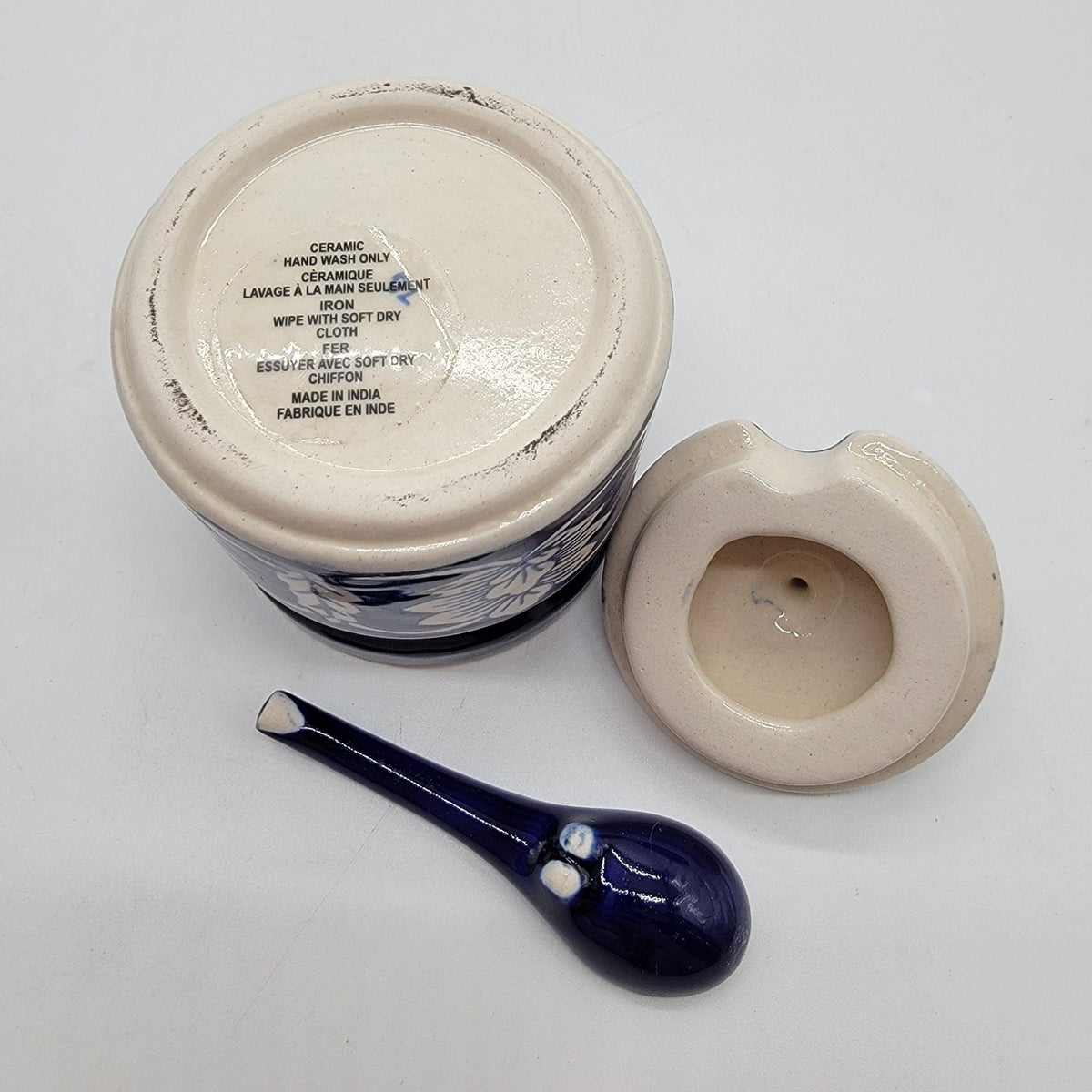 Vintage Blue & White Floral Condiment Jar Set