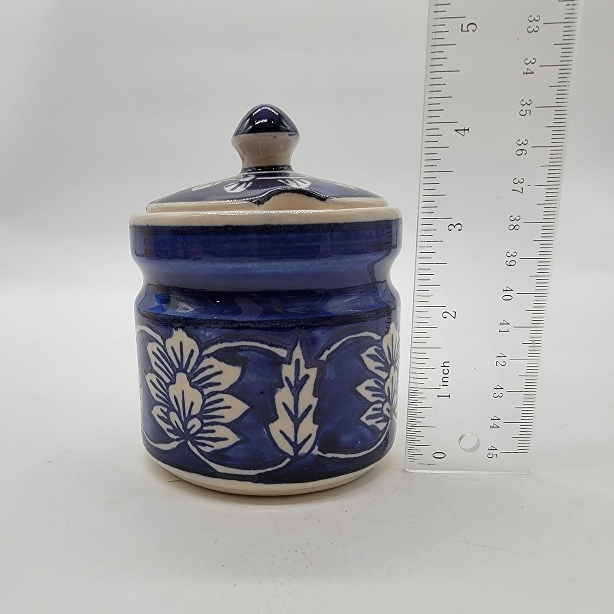 Vintage Blue & White Floral Condiment Jar Set