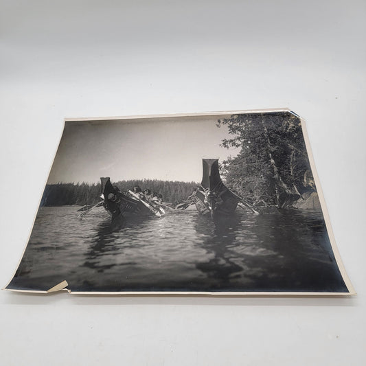 Edward S Curtis Indigenous War Canoes Mid-Century Exhibition or Estate Darkroom Reprint (1950s–1980s)