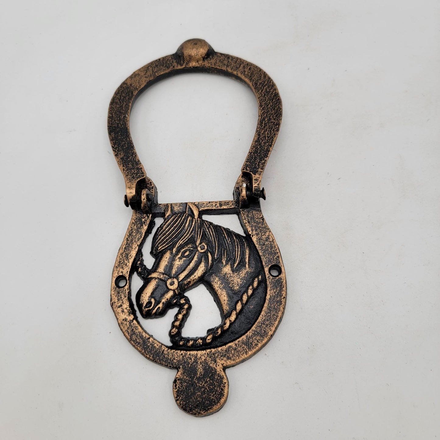 Horse Head Door Knocker With Horseshoe Design