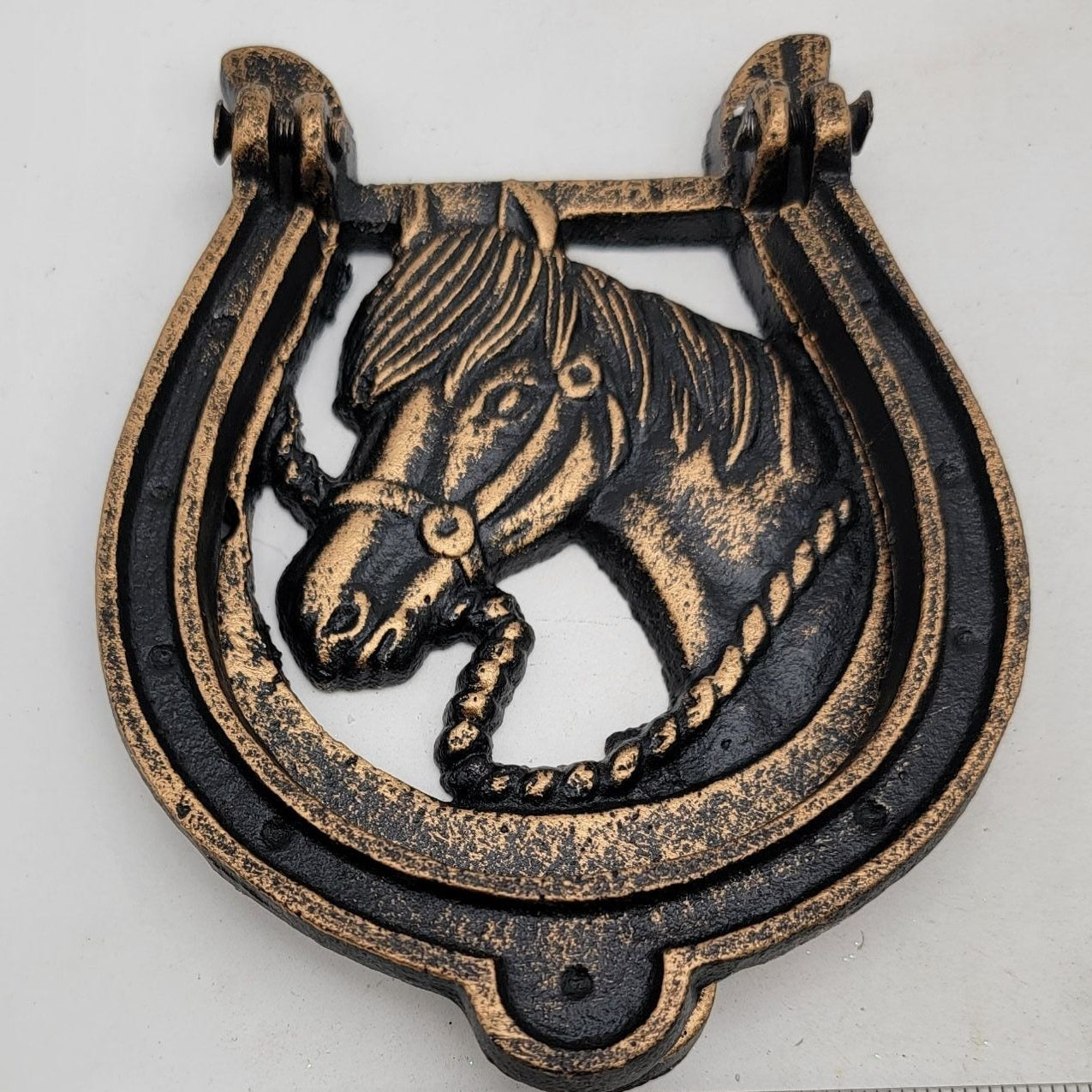 Horse Head Door Knocker With Horseshoe Design