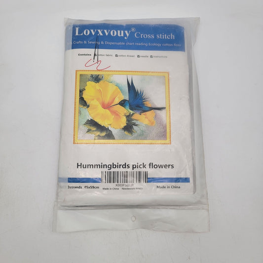 Lovxvouy Cross Stitch Kit Hummingbirds Pick Flowers