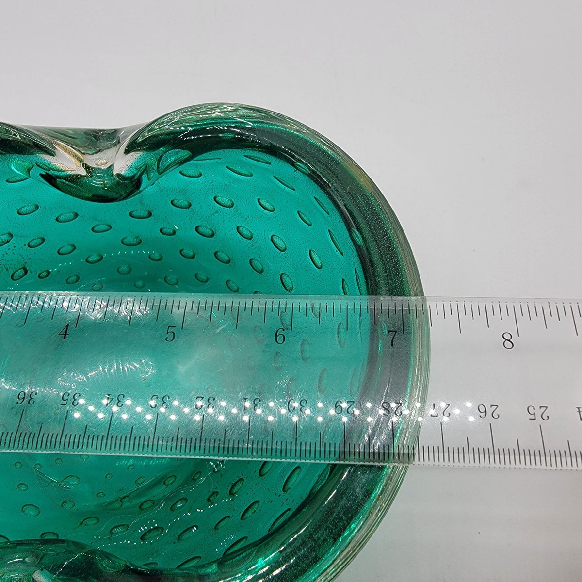 1950s Green Murano Glass Bullicante Ashtray Bowl