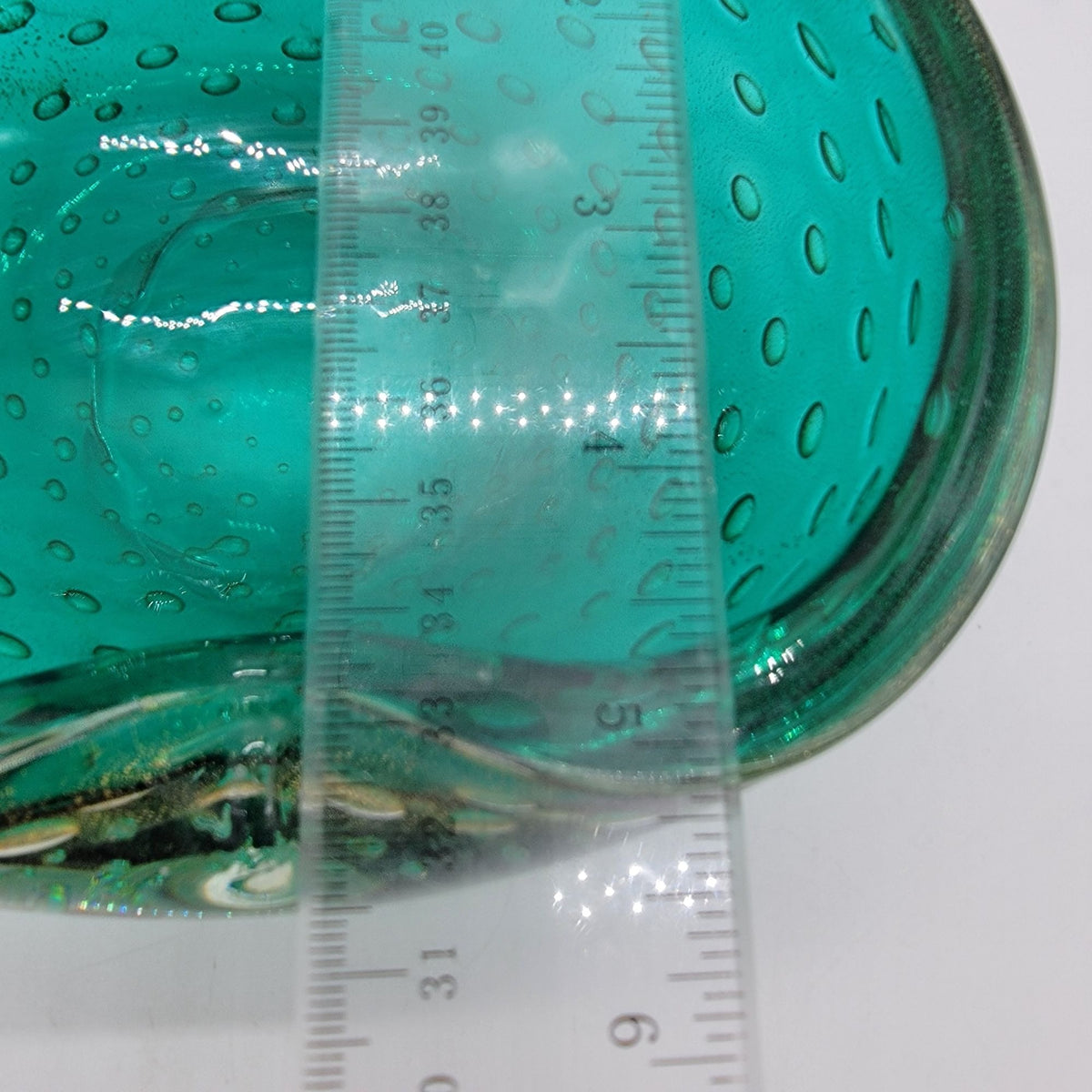 1950s Green Murano Glass Bullicante Ashtray Bowl
