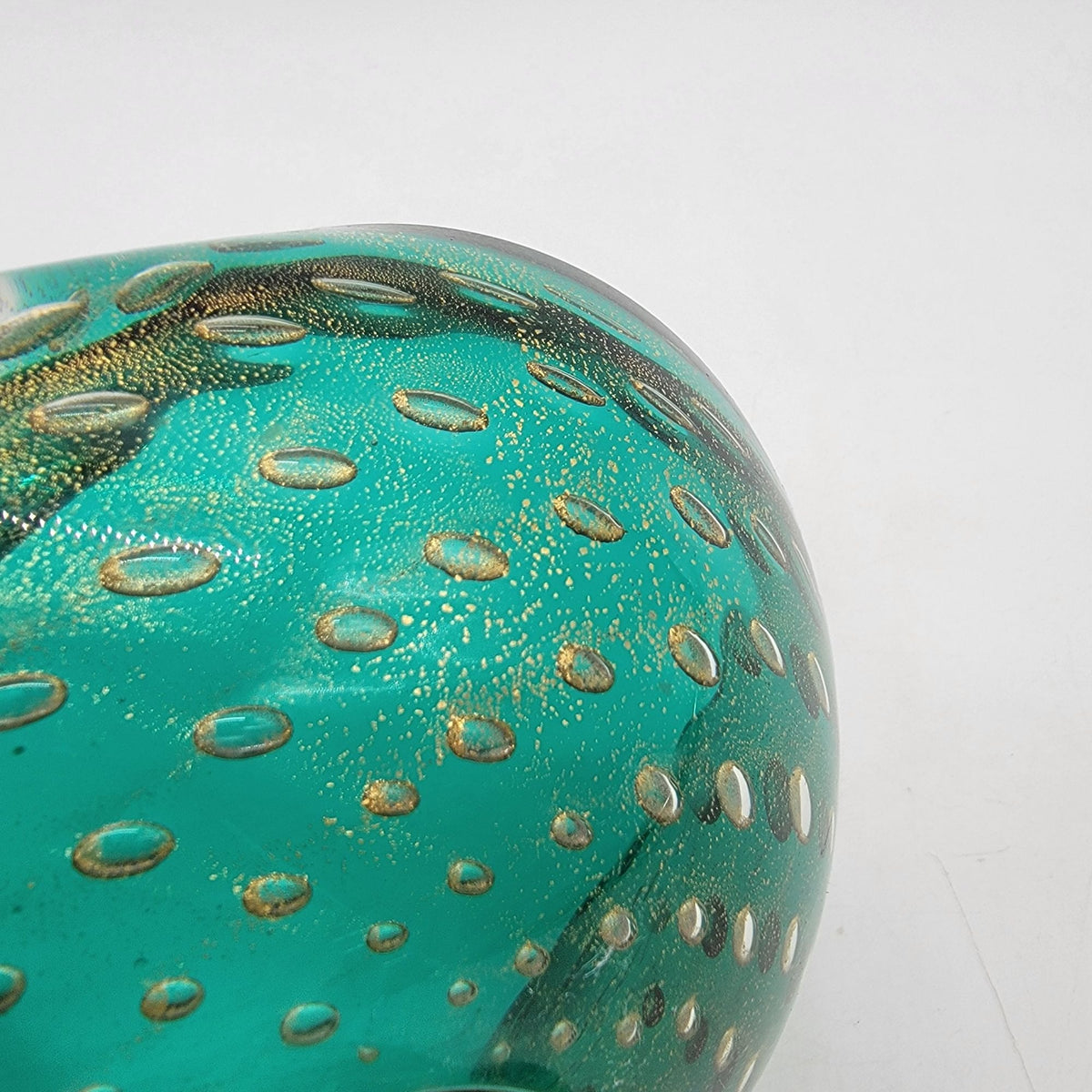 1950s Green Murano Glass Bullicante Ashtray Bowl