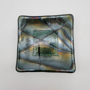 Glass Workshop Dichroic Fused Studio Art Glass Square Dish