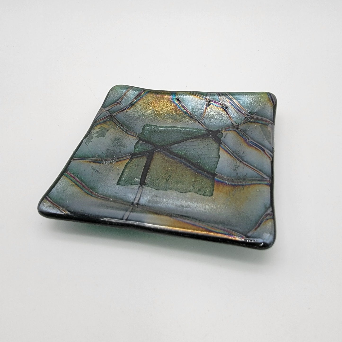 Glass Workshop Dichroic Fused Studio Art Glass Square Dish