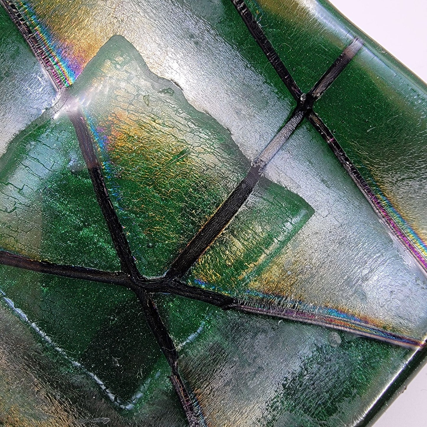 Glass Workshop Dichroic Fused Studio Art Glass Square Dish