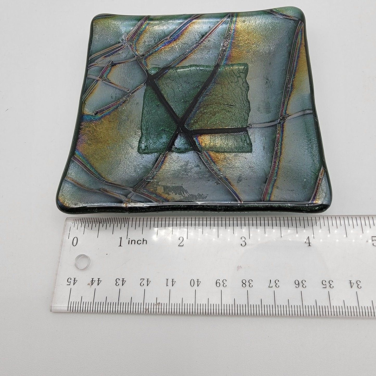 Glass Workshop Dichroic Fused Studio Art Glass Square Dish