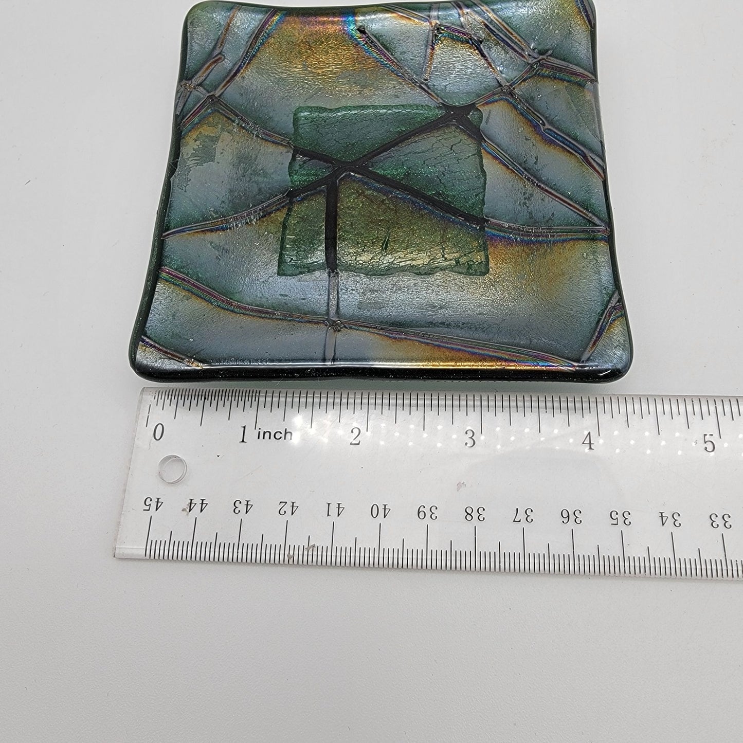 Glass Workshop Dichroic Fused Studio Art Glass Square Dish