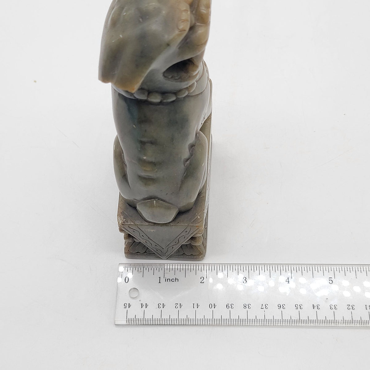 Chinese Carved Jade Foo Dog Statues Pair - As Found