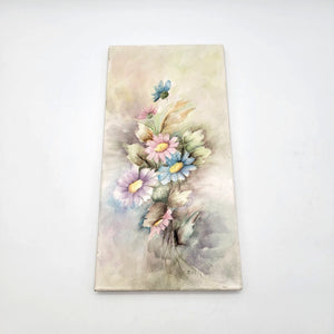 Vintage Handpainted Tile With Pastel Daisies Signed By Bosh