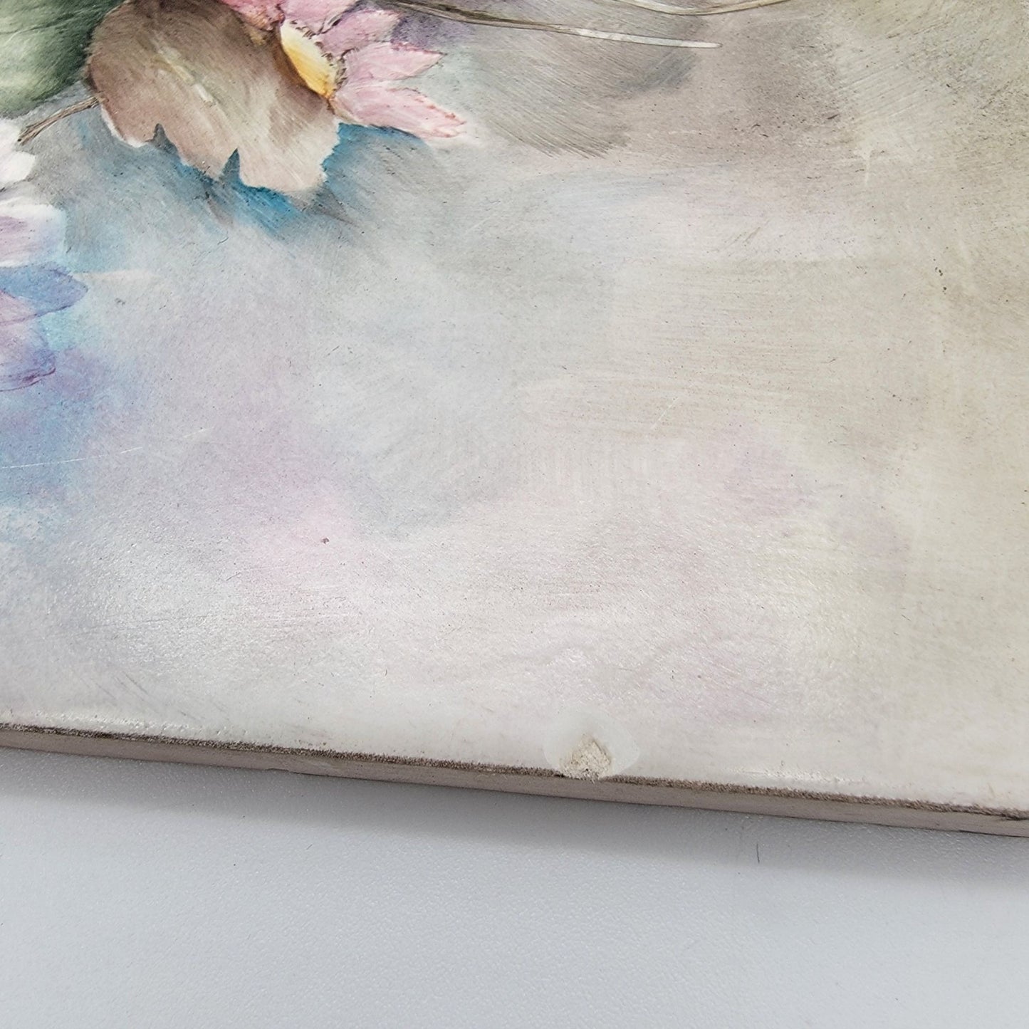Vintage Handpainted Tile With Pastel Daisies Signed By Bosh