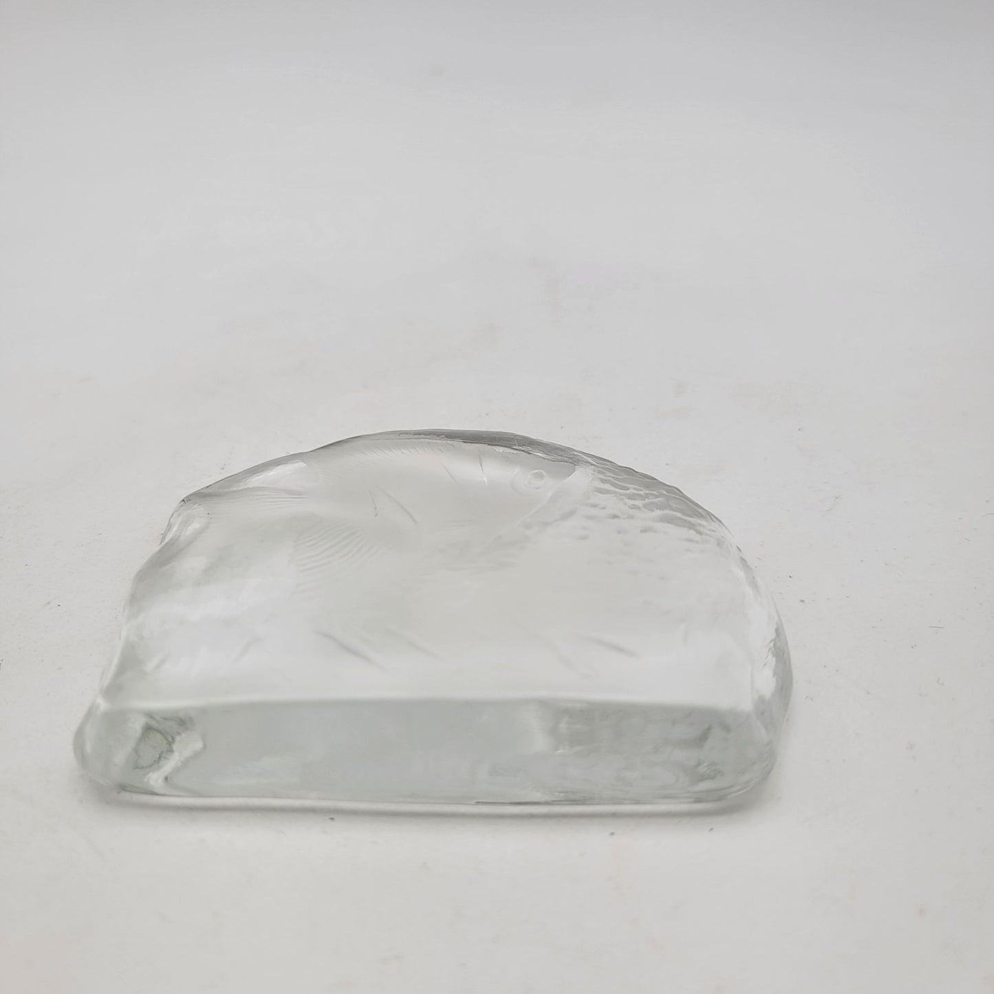 Intaglio Reverse Carved Angel Fish Clear Glass Paperweight