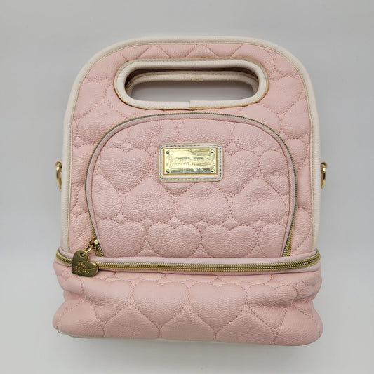 Betsey Johnson Pink Quilted Heart Insulated Lunch Tote Bag