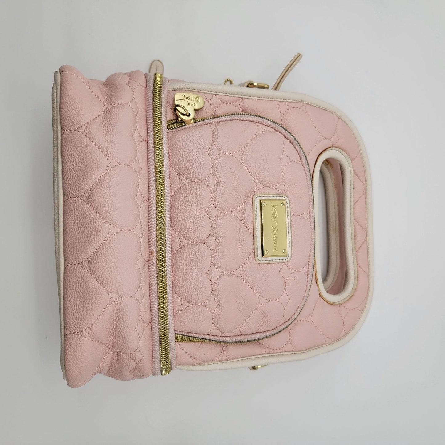 Betsey Johnson Pink Quilted Heart Insulated Lunch Tote Bag