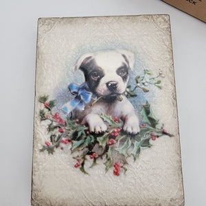 Retired Sid Dickens Memory Block T496 Winters Bliss Puppy Dog