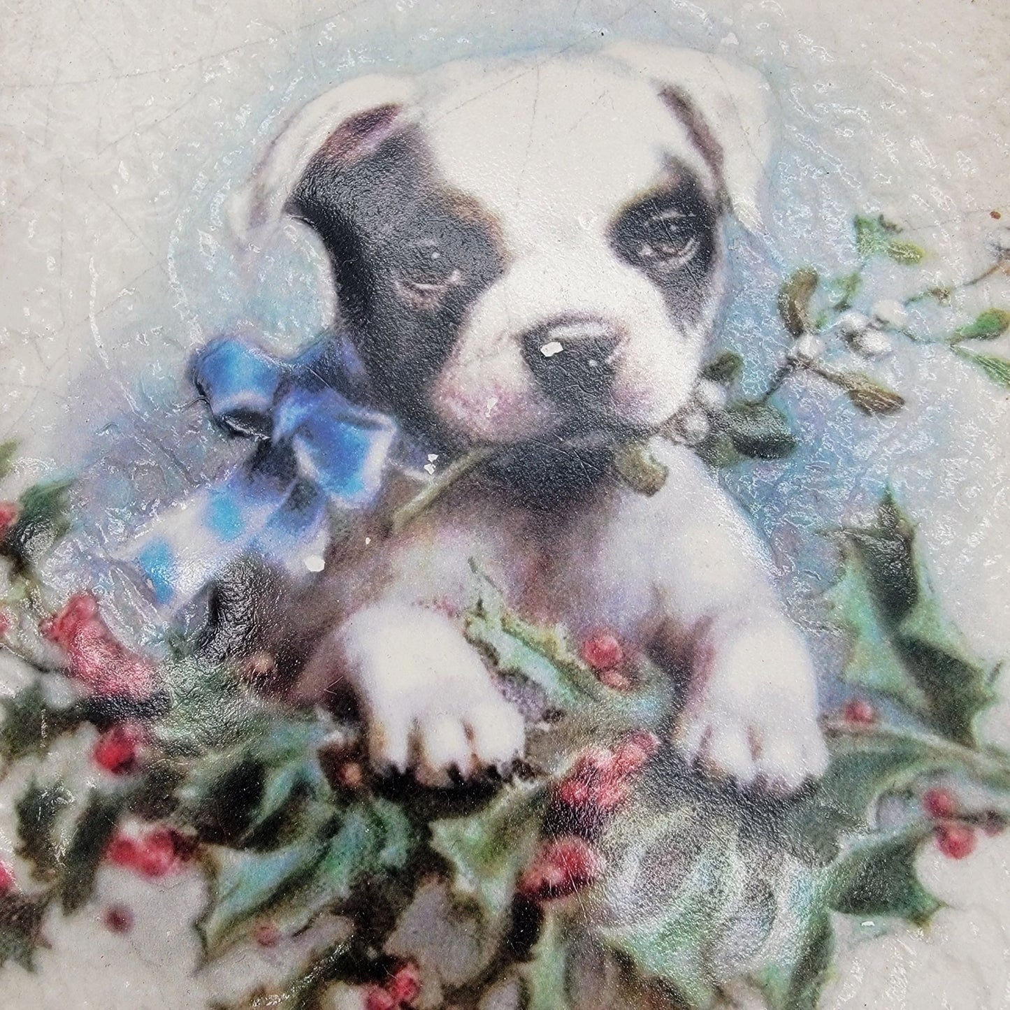 Retired Sid Dickens Memory Block T496 Winters Bliss Puppy Dog