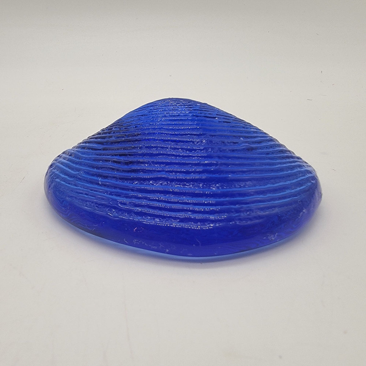 Vintage Cobalt Blue Glass Clam Shell Paperweight
