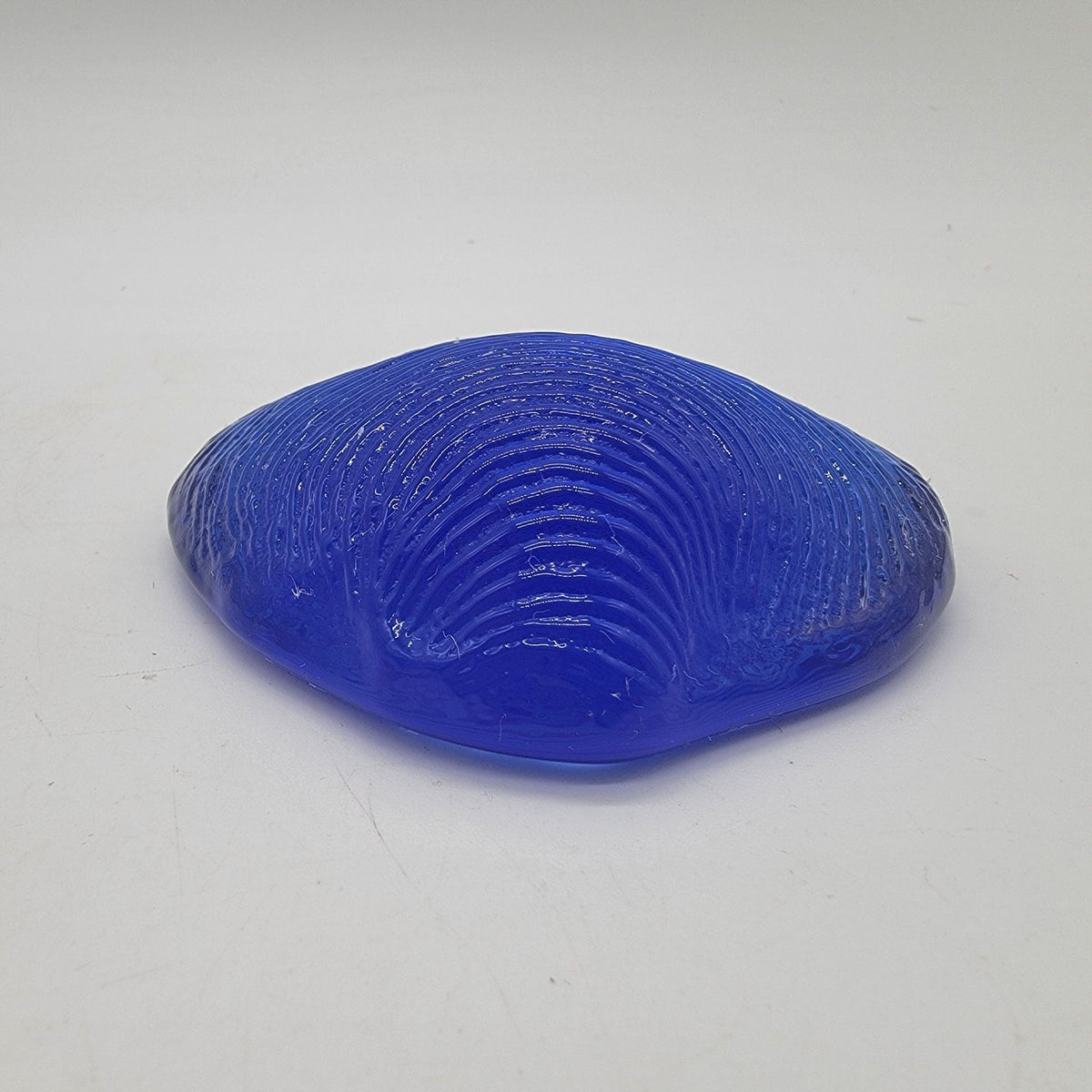Vintage Cobalt Blue Glass Clam Shell Paperweight
