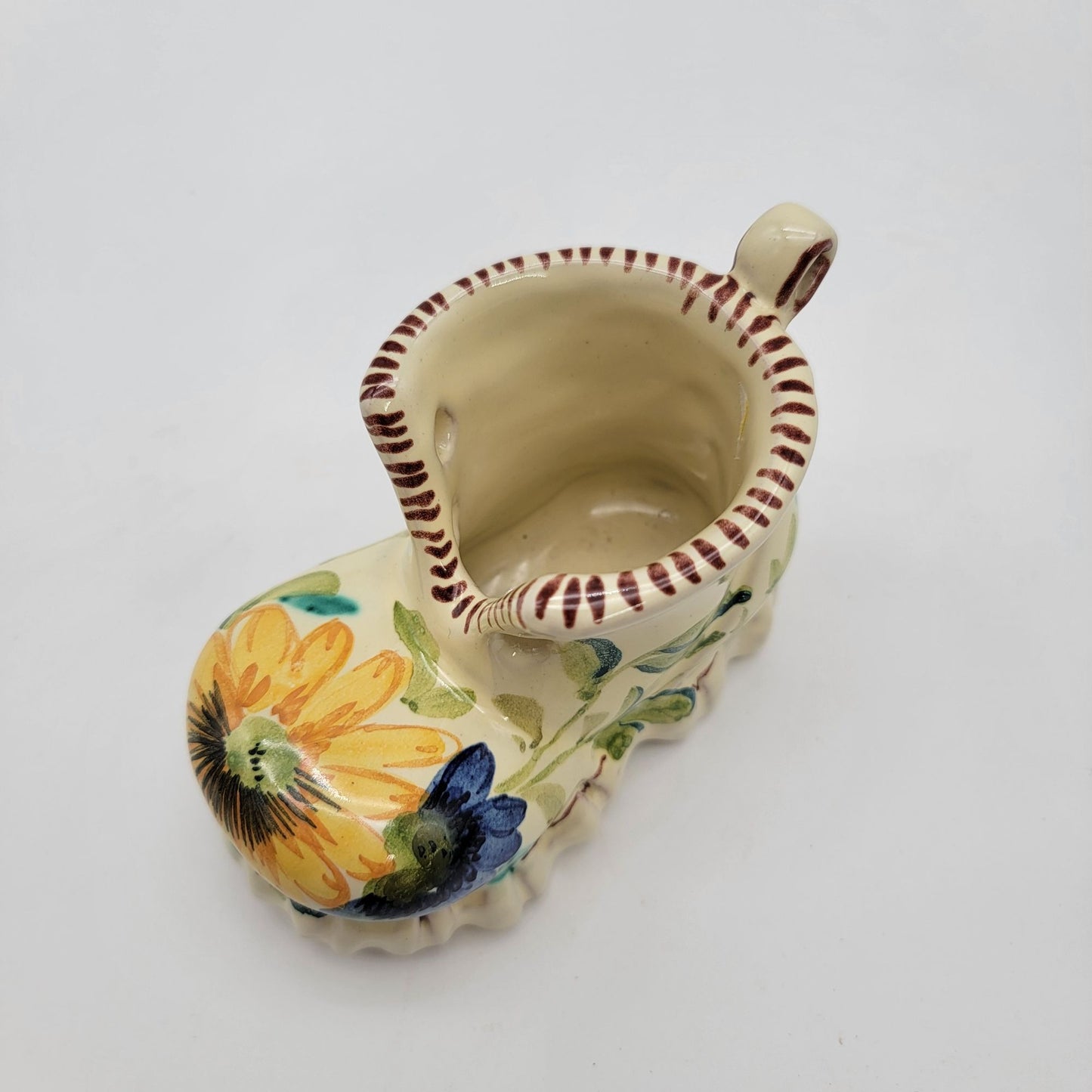 Vintage Italian  Boot Planter Hand-Painted Floral Design