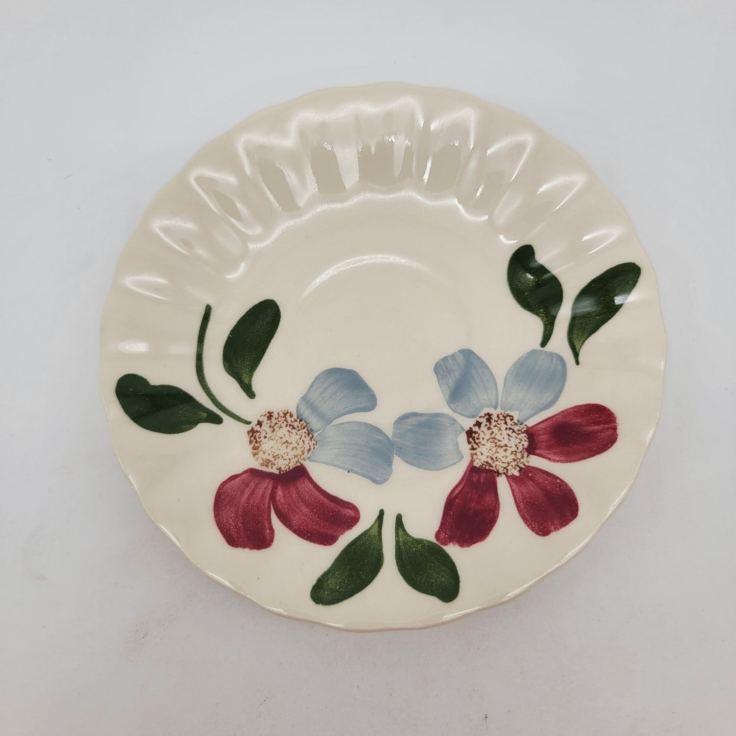 Blue Ridge Pottery Floral Teacup & Saucer Set Of 4 Hand-Painted