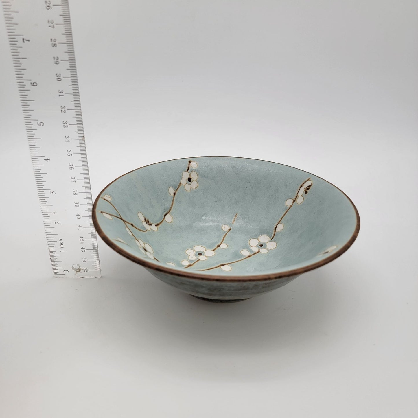 Pair of Vintage Kotobuki Bowl Early Spring Blossoms Blue Pottery