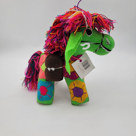 Handmade Colorful Embroidered Horse Plush Toy 9"