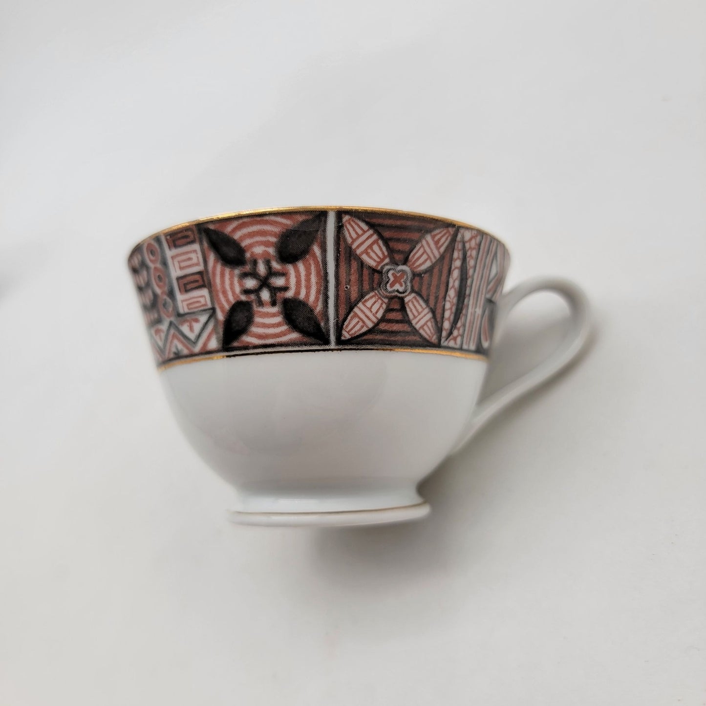 Vintage Porcelain Tea Cup & Saucer Geometric & Abstract Pattern