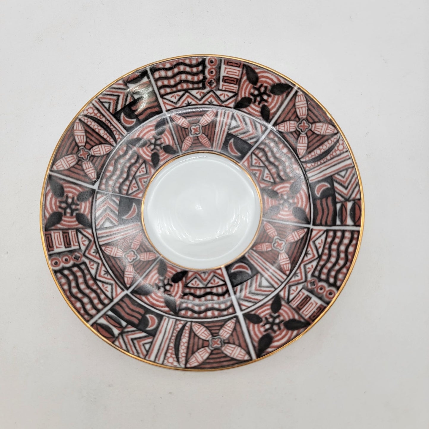 Vintage Porcelain Tea Cup & Saucer Geometric & Abstract Pattern