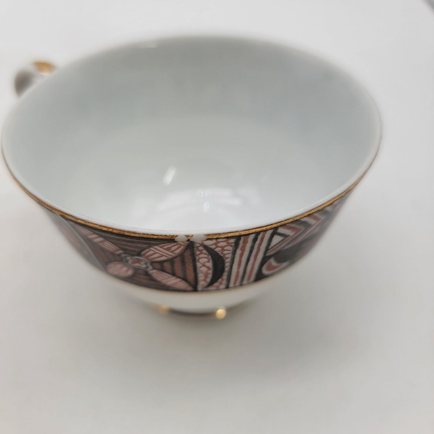 Vintage Porcelain Tea Cup & Saucer Geometric & Abstract Pattern