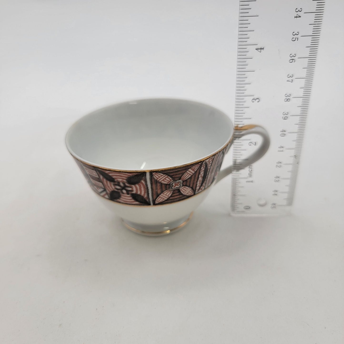 Vintage Porcelain Tea Cup & Saucer Geometric & Abstract Pattern