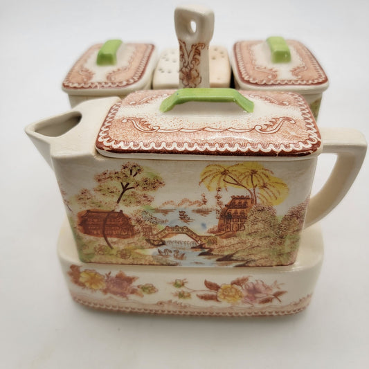 Vintage Brown & Ritchie Oriental Garden Condiment Set