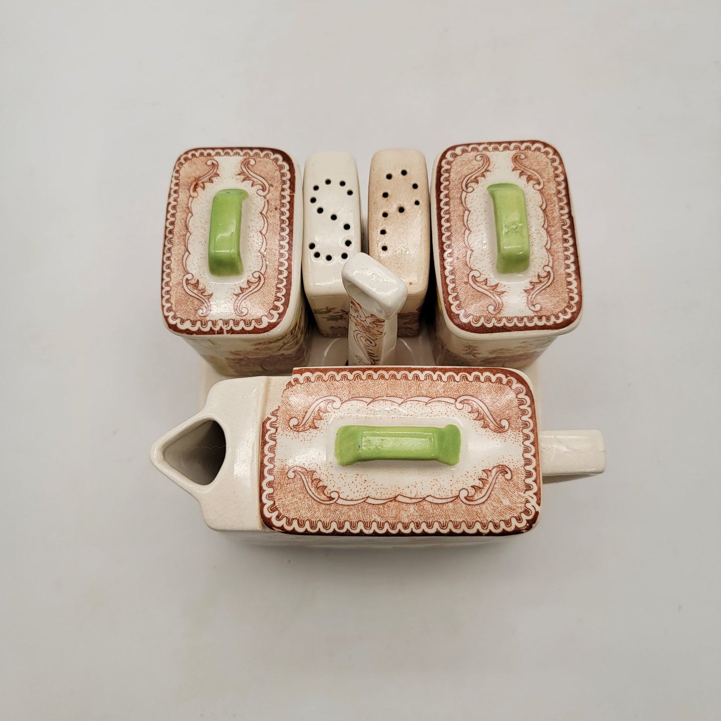Vintage Brown & Ritchie Oriental Garden Condiment Set