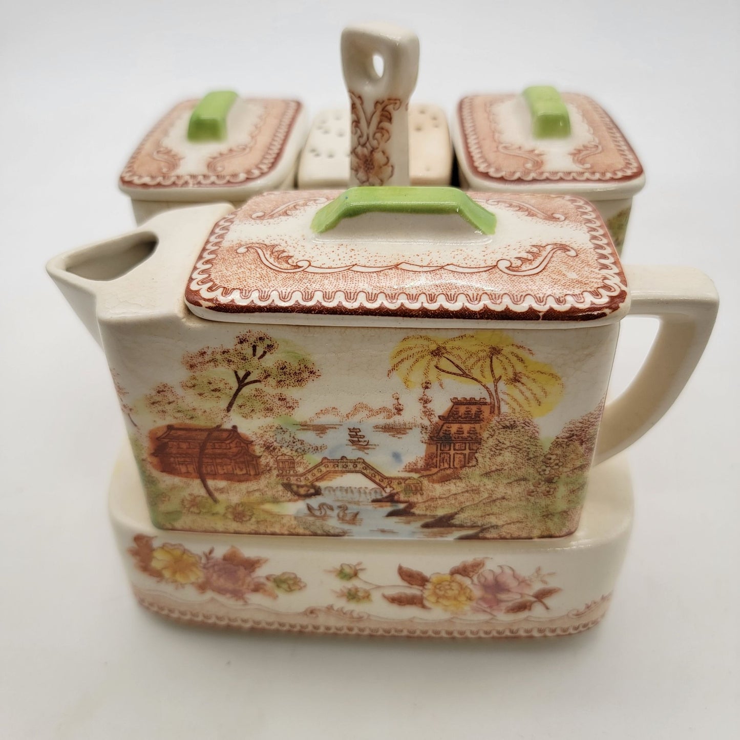 Vintage Brown & Ritchie Oriental Garden Condiment Set