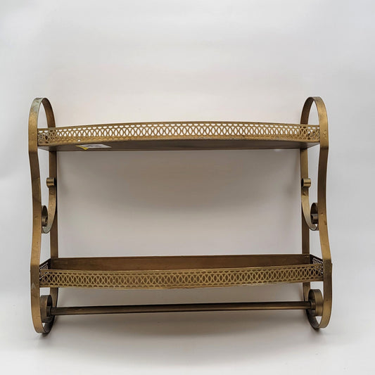 Mid-Century Brass Two-Tier Bathroom Wall Shelf