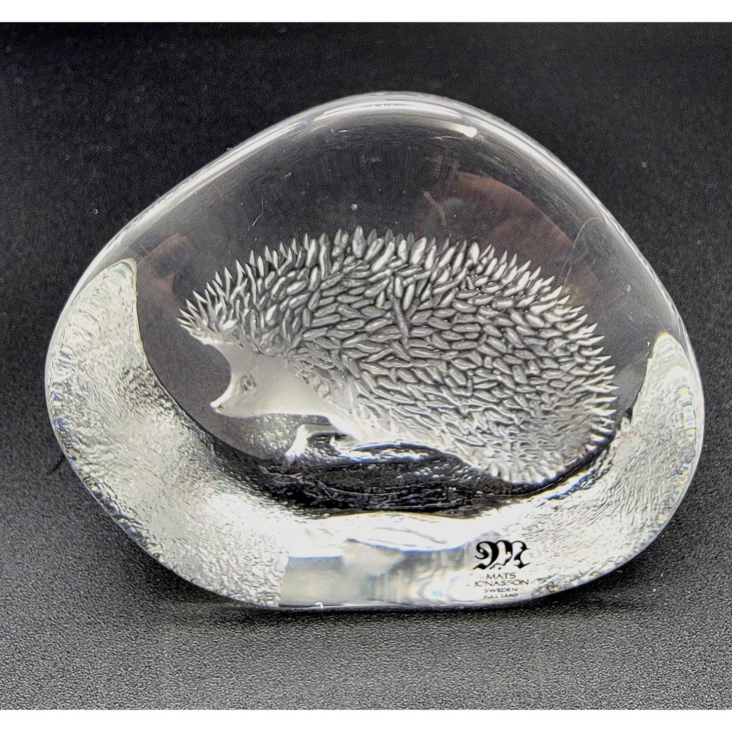Mats Jonasson Crystal Hedgehog Paperweight Signed MJ Sweden 2066