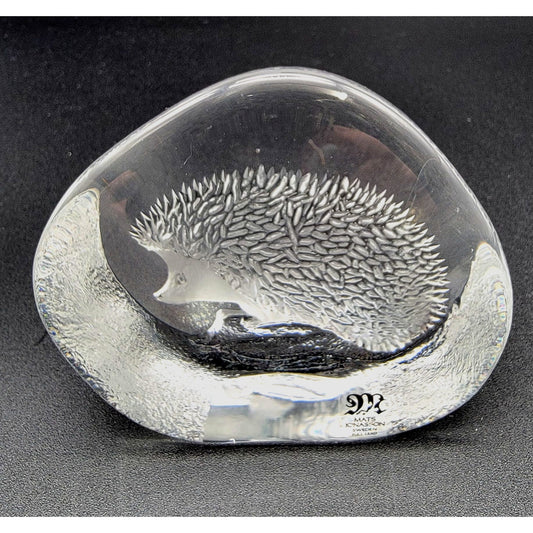 Mats Jonasson Crystal Hedgehog Paperweight Signed MJ Sweden 2066