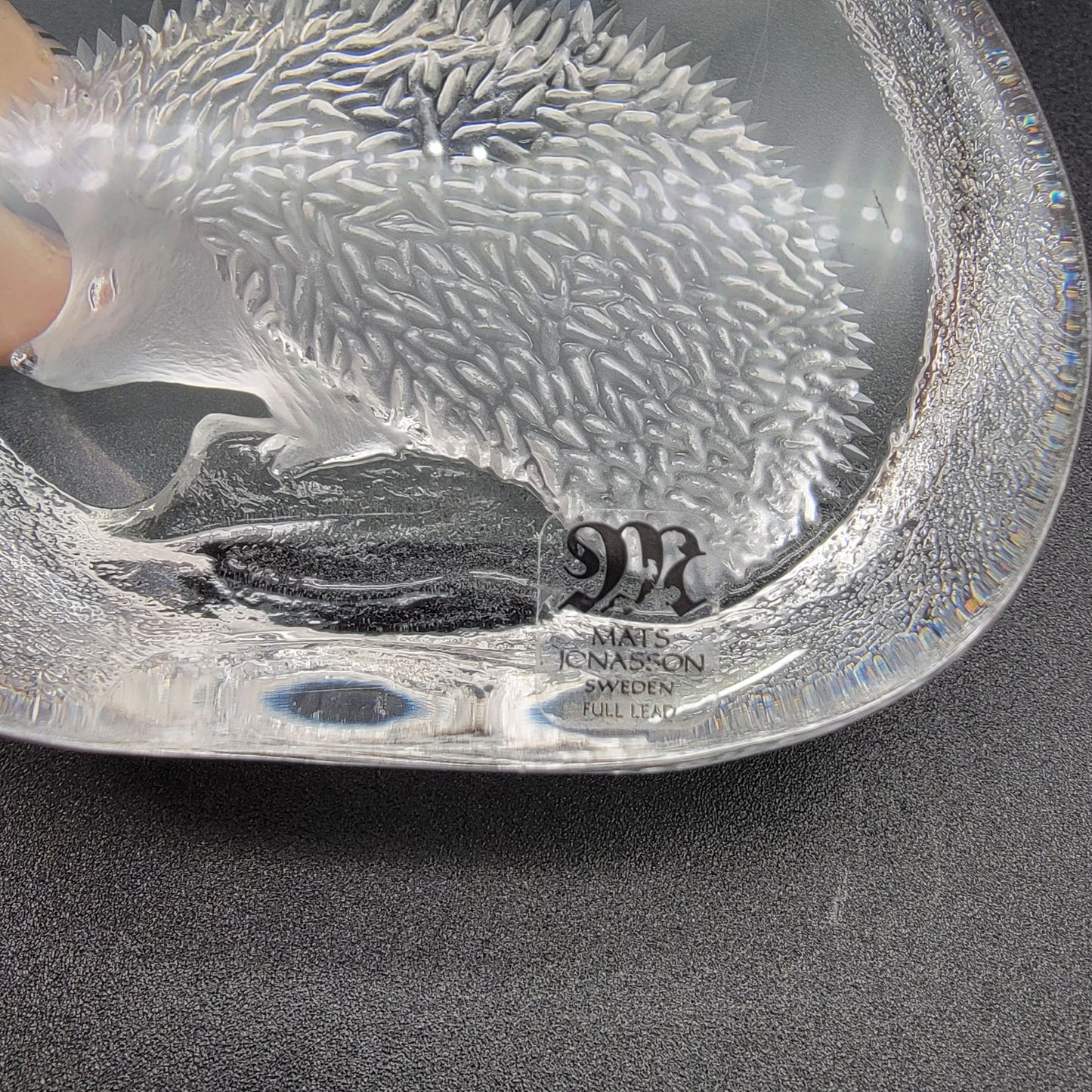 Mats Jonasson Crystal Hedgehog Paperweight Signed MJ Sweden 2066