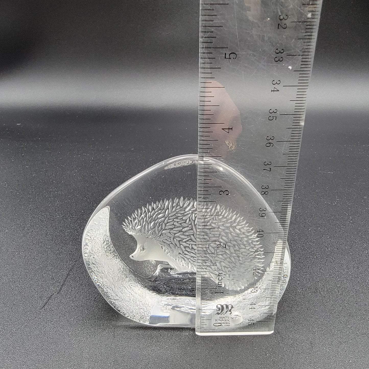 Mats Jonasson Crystal Hedgehog Paperweight Signed MJ Sweden 2066