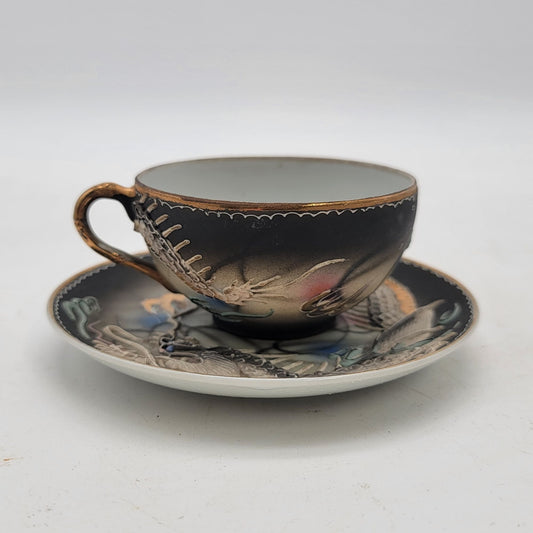 Vintage Japanese Dragonware Moriage Teacup & Saucer