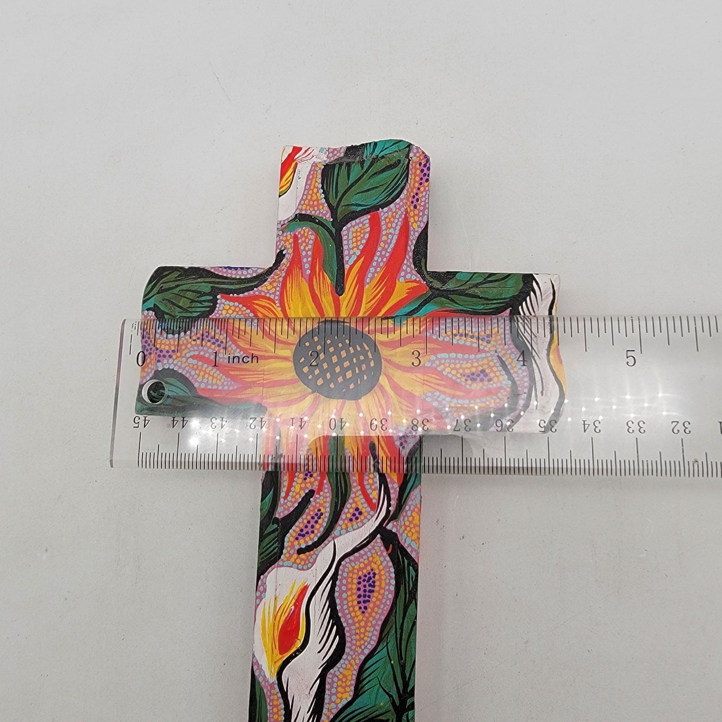 Hand-Painted Talavera Style Wood Cross Wall Hanging