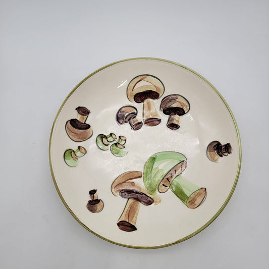 Vintage Hand Painted Mushroom Serving Bowl